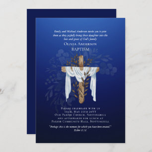 Classic Elegant BAPTISM Einladung Sapphire Blue