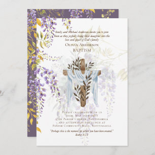 Classic Elegant BAPTISM Einladung Wisteria Lila