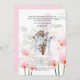 Classic Elegant BAPTISM Invite Pink Calla Lilys