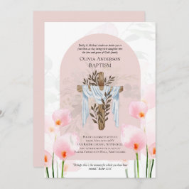Classic Elegant BAPTISM Invite Pink Calla Lilys