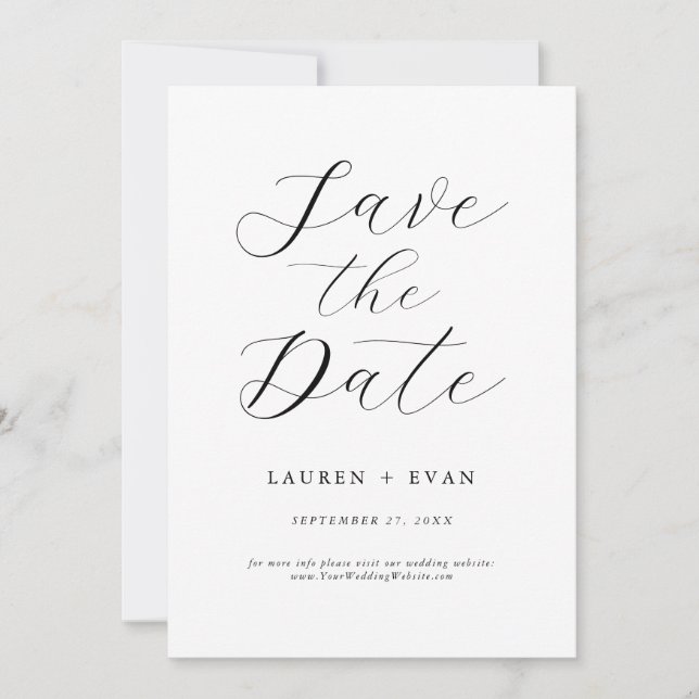 Classic Elegant Black and White Save the Date Einladung (Vorderseite)