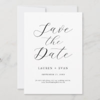 Classic Elegant Black and White Save the Date