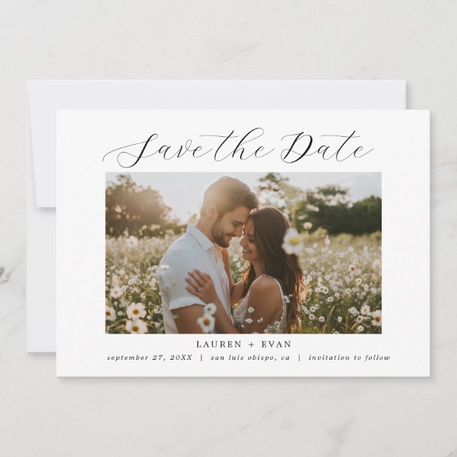 Classic Elegant Black and White Save the Date Einladung (Vorderseite)