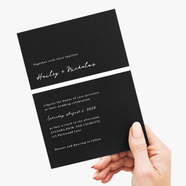 Classic Elegant Black Bold Heading Foto Wedding Einladung (Von Creator hochgeladen)