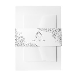 Classic Elegant Black White Floral Wedding  Einladungsbanderole