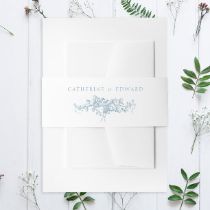 Classic Elegant Blau und Weiß Blumen Einladungsbanderole