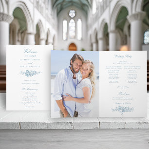 Classic Elegant Blue and White Floral Program Programm