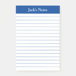 Classic Elegant Blue Lined Personalisiert Post-it Klebezettel
