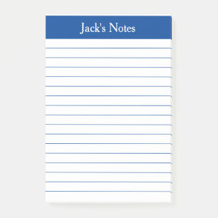 Classic Elegant Blue Lined Personalisiert Post-it Klebezettel