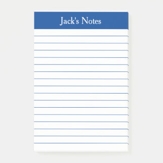Classic Elegant Blue Lined Personalisiert Post-it Klebezettel