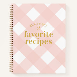Classic Elegant Blush Gingham Newlyweds Rezept Notizbuch