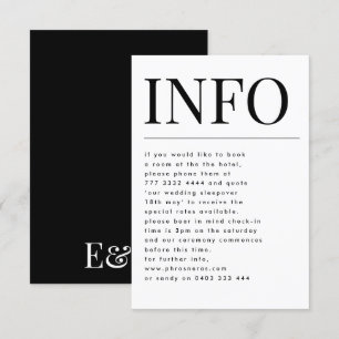 Classic Elegant Bold Big INFO Wedding Details Begleitkarte
