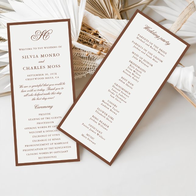 Classic Elegant Brown & Ecru Wedding Program (Von Creator hochgeladen)