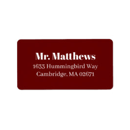 Classic Elegant Burgundy Wedding Adressaufkleber