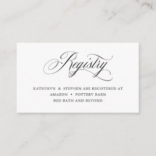 Classic Elegant Calligraphy Gift Registry Cards Begleitkarte