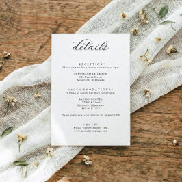 Classic Elegant Calligraphy Wedding Details Begleitkarte