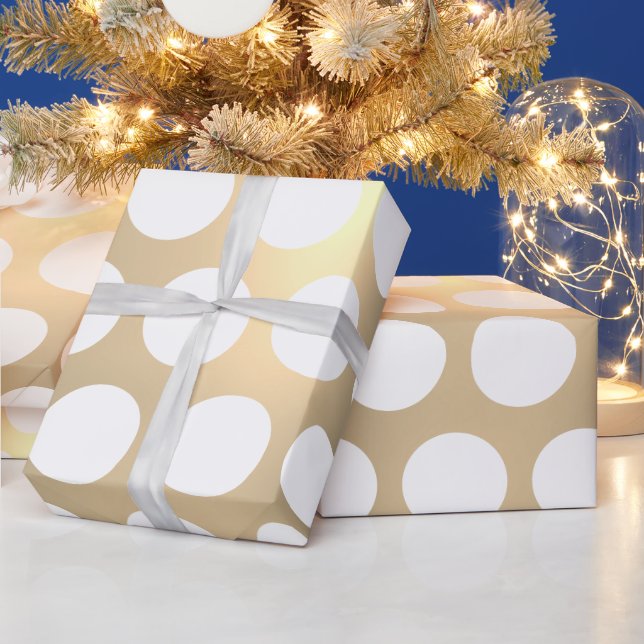 Classic Elegant Christmas Gold White Polka Dots Geschenkpapier (Feiertage)