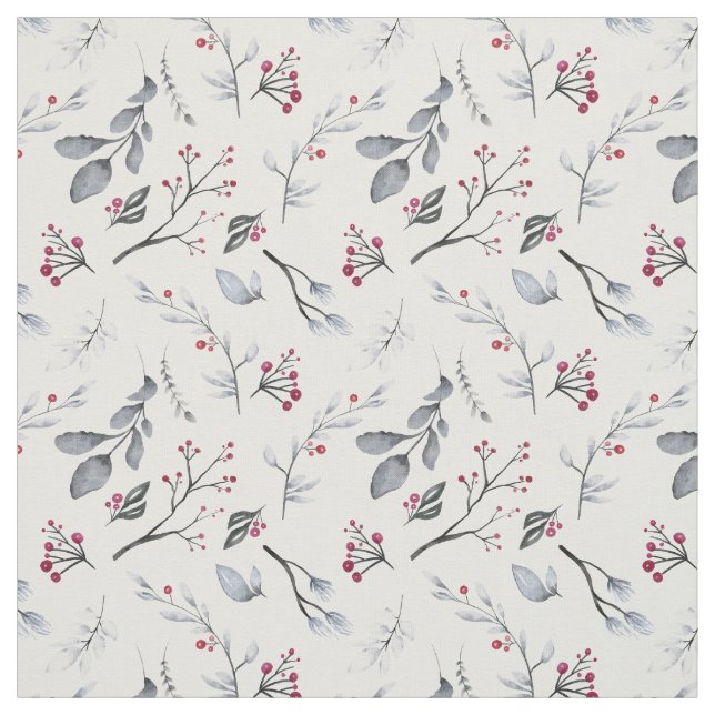 Classic Elegant Christmas Leaves and Berries Stoff (Muster)