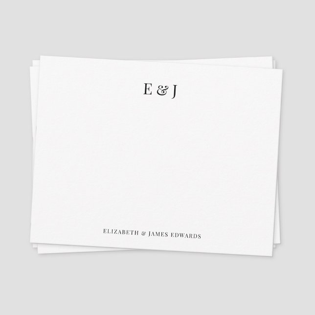 Classic Elegant Couple Initials Personalisiert Mitteilungskarte (Classic black serif font couple monogram note card)