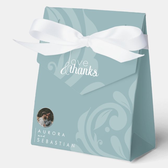 Classic Elegant Damask Pewter Blue Wedding Geschenkschachtel (Vorderseite)