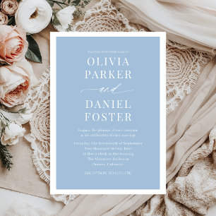 Classic Elegant Dusty Blue Minimalistisch Wedding Einladung