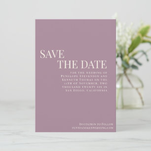 Classic Elegant Dusty Lila Typografy Wedding Save The Date