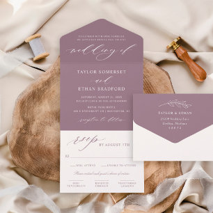 Classic Elegant Dusty Lila Wedding All In One Einladung