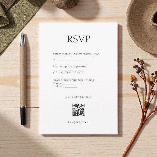Classic Elegant Einfach Modernes Minimalistisch RSVP Karte (Von Creator hochgeladen)