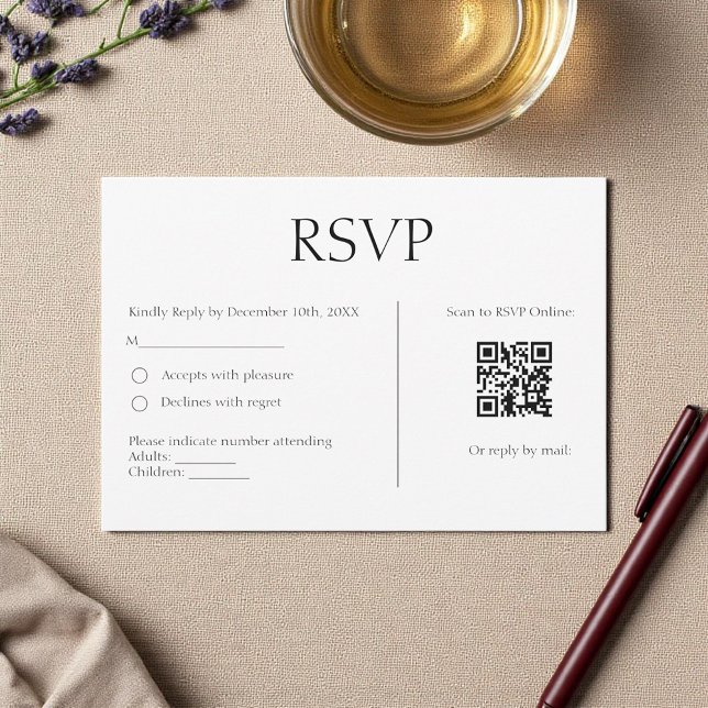 Classic Elegant Einfach Modernes Minimalistisch RSVP Karte (Von Creator hochgeladen)