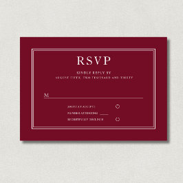 Classic Elegant Formal Burgundy Red Wedding RSVP Karte