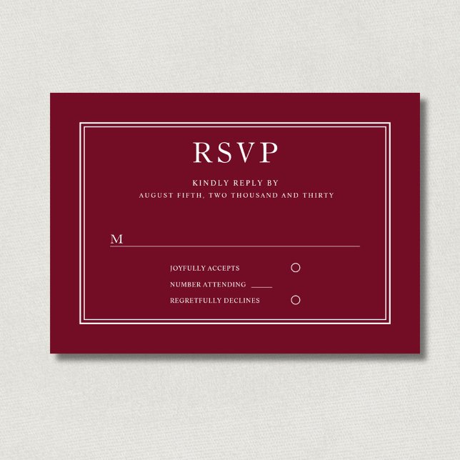 Classic Elegant Formal Burgundy Red Wedding RSVP Karte (Classic Elegant Formal Burgundy Red Wedding RSVP)