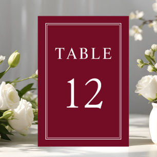 Classic Elegant Formal Burgundy Red Wedding Tischnummer
