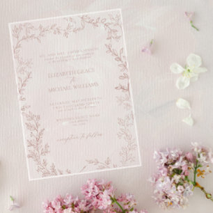 Classic Elegant Formal Dusty Rose Leafy Wedding Acryleinladungen
