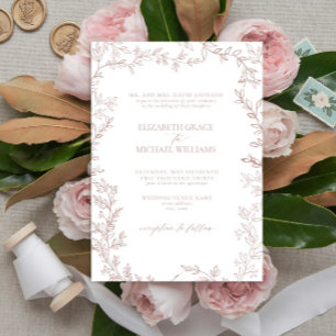 Classic Elegant Formal Dusty Rose Leafy Wedding Einladung