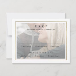 Classic Elegant Gold 2 Foto Hochzeit RSVP Karte