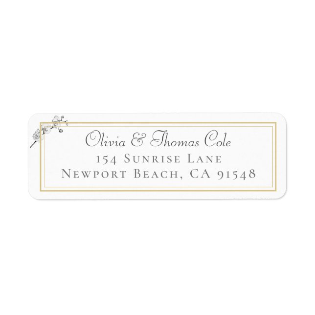 Classic Elegant Gold Frame Orchid Wedding Address (Vorne)
