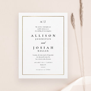 Classic Elegant Gold Wedding Einladung