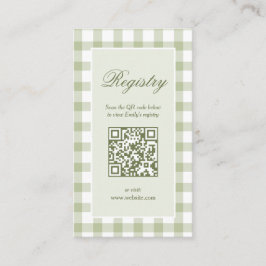 Classic Elegant Green Gingham Baby Shower Registry Begleitkarte
