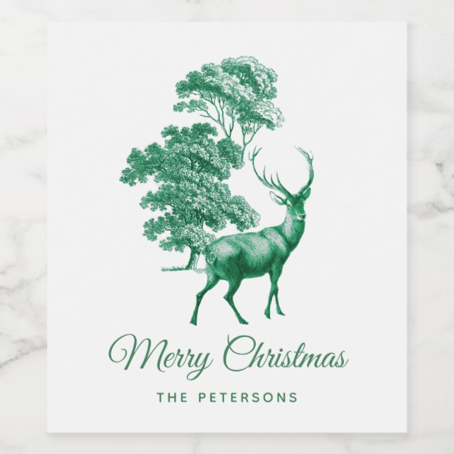 Classic Elegant Green Toile Dez Weinetikett (Einzelnes Label)