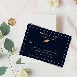 Classic & Elegant I Dark Blue I Wedding RSVP Karte