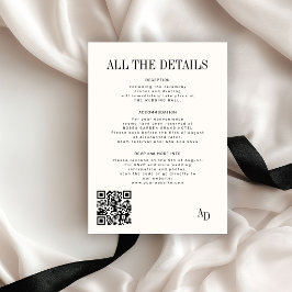 Classic elegant ivory old money wedding details begleitkarte