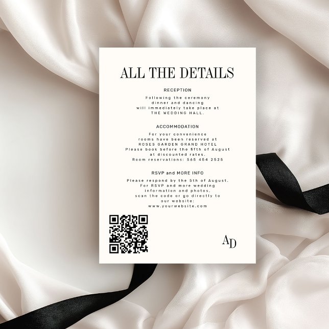 Classic elegant ivory old money wedding details begleitkarte (Von Creator hochgeladen)