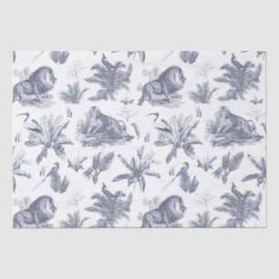 Classic Elegant Lion Tiger Blue Toile Seidenpapier