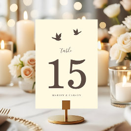 Classic Elegant Love Birds Ivory Wedding Tischnummer