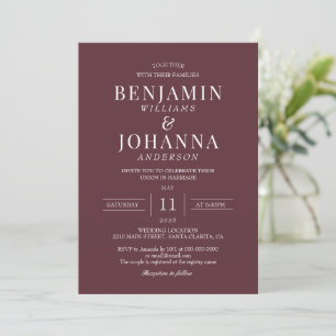 Classic Elegant Maroon Red Wedding Einladung
