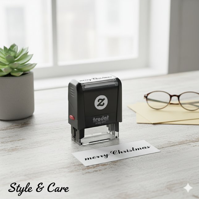 Classic Elegant Merry Christmas Script Permastempel (Classic Elegant Merry Christmas Script Self-inking Stamp)