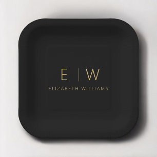 Classic Elegant Modernes Minimalistisches Schwarze Pappteller