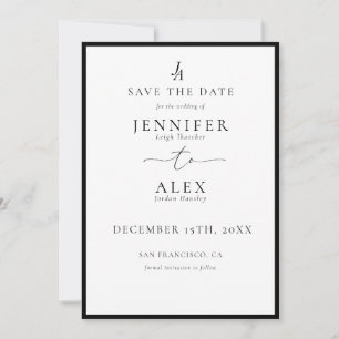 Classic Elegant Monogram Save the Date Einladung