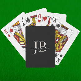 Classic Elegant Monogram und Name Black Spielkarten