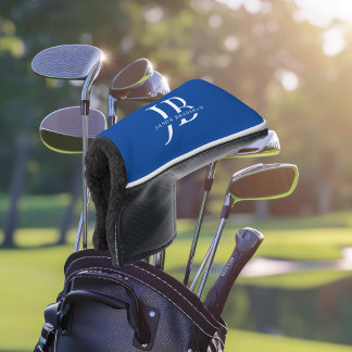 Classic Elegant Monogram und Name Blue Golf Headcover